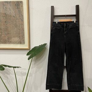 Ann Taylor Black/Charcoal Denim Wide Leg High Waisted Pants